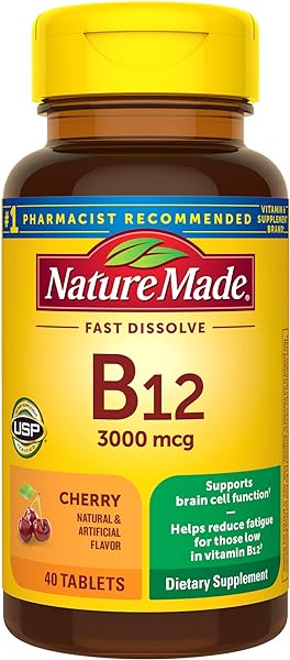 Nature Made Vitamin B12 3000 mcg, Easy to Take Sublingual B12 for Energy Metabolism Support, 40 Sugar Free Fast Dissolve Tablets, 40 Day Supply in Pakistan