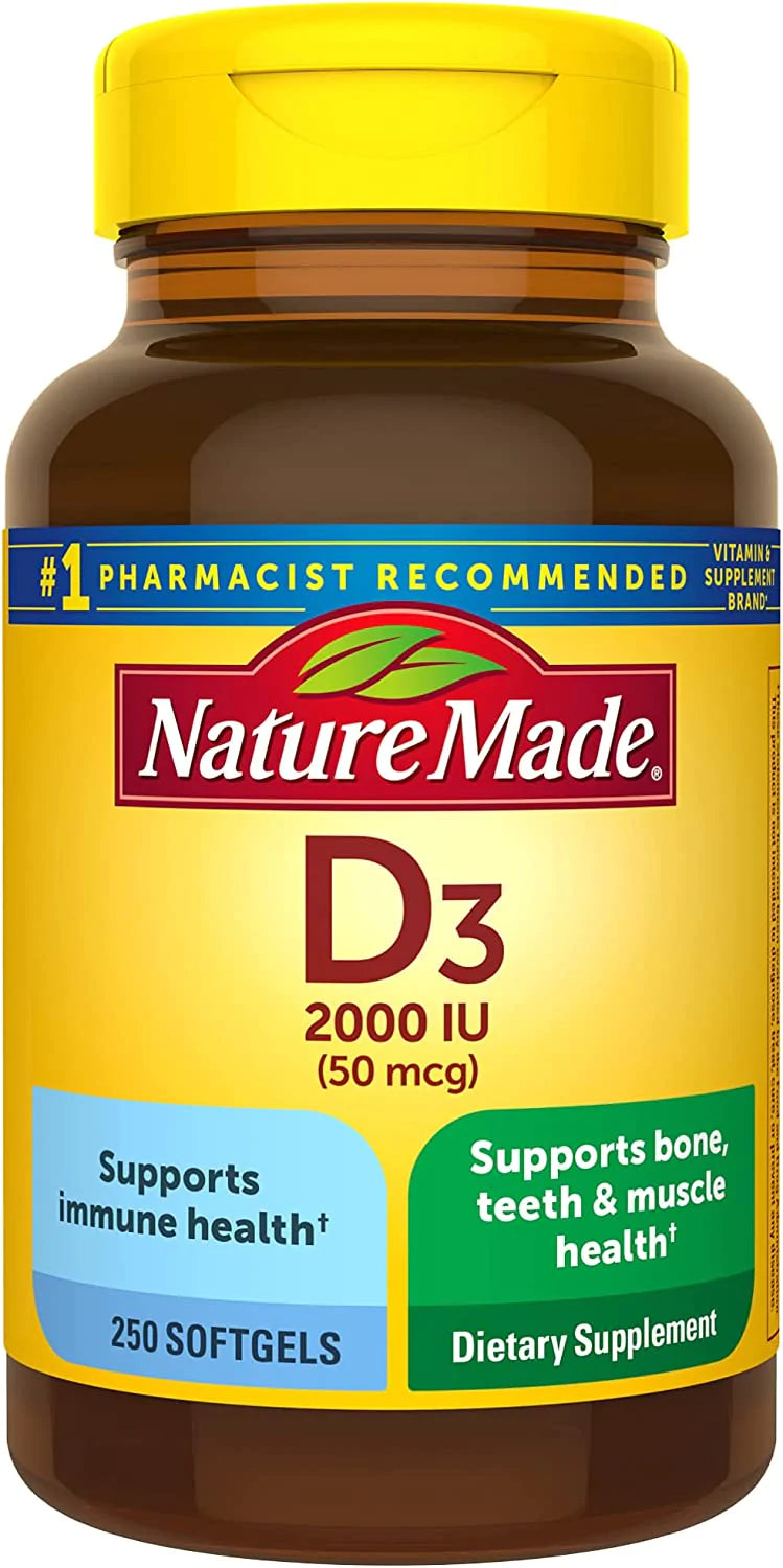 Nature Made Vitamin D3 2000 IU (50 mcg), Dietary Supplement for Bone, Teeth, Muscle and Immune Health Support, 220 Tablets, 220 Day Supply