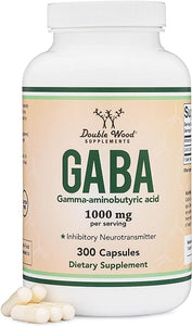 GABA Supplement (300 Capsules, 1,000mg per Serving) Promotes Calm, Relaxation, and Supports Sleep (Manufactured in The USA, Vegan Safe, Gluten Free, Non-GMO)(Gamma Aminobutyric Acid) by Double Wood in Pakistan