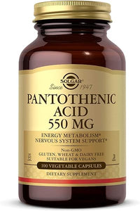 Solgar Pantothenic Acid 550 mg, 100 Vegetable Capsules - Vitamin B5 - Energy Metabolism, Nervous System Support - Gluten Free, Dairy Free, Kosher - 100 Servings in Pakistan
