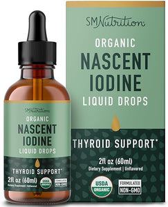 Organic Iodine Liquid | Nascent Iodine Supplements for Thyroid Support | Over 1-Year Supply | USDA Certified Organic | Decolorized Iodine for Metabolism Support | Potassium Iodide Liquid | 1100 mcg in Pakistan