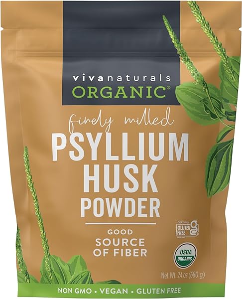 Viva Naturals Organic Psyllium Husk Powder, 24 oz - Finely Ground, Unflavored Plant Based Superfood - Good Source of Fiber for Gluten-Free Baking, Juices & Smoothies - Certified Vegan, Keto and Paleo in Pakistan in Pakistan