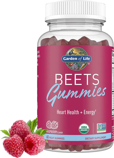 Garden of Life Organic Beet Root Gummies Made from Pectin with Antioxidants, Vitamin C, Vitamin D & B12 for Heart Health & Energy – Beets Gummies – Vegan, Gluten Free, Non GMO, Raspberry, 30 Servings