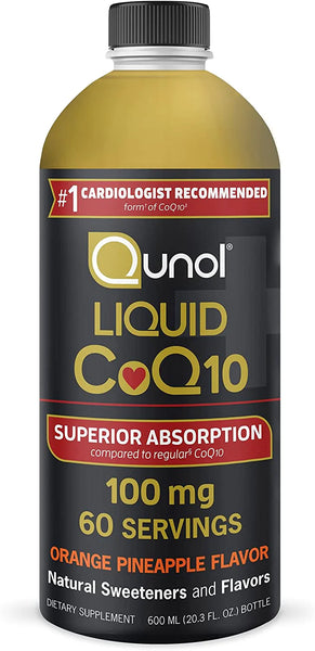 Qunol Liquid CoQ10 100mg, Superior Absorption Natural Supplement Form of Coenzyme Q10, Antioxidant for Heart Health, Orange Pineapple Flavored, 60 Servings, 20.3 oz Bottle in Pakistan