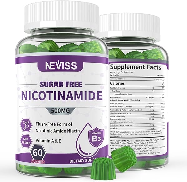 Sugar Free Nicotinamide 500mg Gummies, (Flush Free Niacin) Vitamin B3 Niacinamide Supplement for Cellular Energy Metabolism & Repair, Vitality, Healthy Aging, Cranberry Flavor, Easy to Chew, 120 Cts in Pakistan in Pakistan