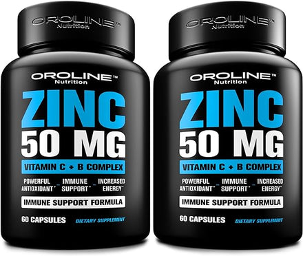 Premium Zinc Citrate 50 mg Supplement, 2-Pack Value Bundle - 120 Capsules - Vitamin C and Zinc Capsules - Vitamin B and Zinc for Skin, Immunity, Vision and Energy - Vegan Vitamin Zinc Supplement in Pakistan