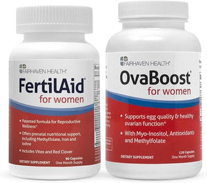 FertilAid for Women & Ovaboost Combo, Female Fertility Supplement & Natural Fertility Vitamin with Myo-Inositol, Vitex & Vitamins to Support Ovulation, Cycle Regularity & Egg Quality, 1 Month Supply in Pakistan