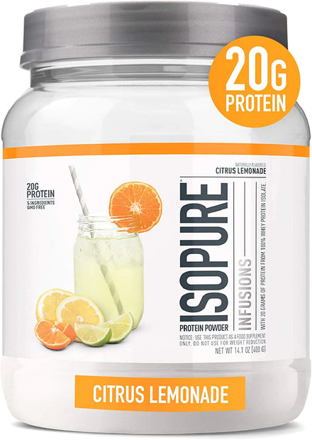 Isopure Protein Powder, Clear Whey Isolate Protein, Post Workout Recovery Drink Mix, Gluten Free with Zero Added Sugar, Infusions- Tropical Punch, 16 Servings