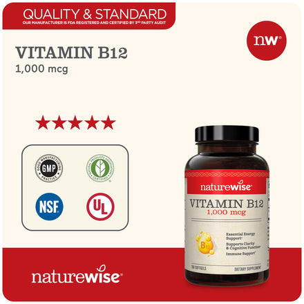 NatureWise Vitamin B12 1,000 mcg for Mental Clarity & Cognitive Function + Energy Support for Maximum Vitality and Wellbeing | B12 (150 softgels)
