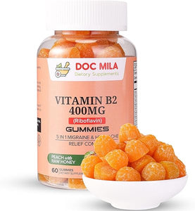 Vitamin B2 Supplement 400mg Gummies - Riboflavin 400mg - Migraine Relief Supplements (Note: A Touch of Bitterness Signals The Potency of Rich Vitamin B2 Benefits) in Pakistan