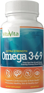 Extra Strength Omega 3-6-9, Unique Formula from Fish, Flaxseed & Evening Primrose Oil - EPA & DHA (200 Softgels) in Pakistan