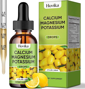 Calcium Magnesium Potassium Drops, Liquid Magnesium Glycinate Supplement 500mg with Zinc, Complex Vitamin D3, K2, B6, B12, CoQ10, Folate - Support Calm & Bone & Muscle & Immune Health Vegan 2 fl oz in Pakistan