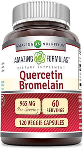 Amazing Formulas Quercetin 800mg with Bromelain 165mg, 120 Veggie Capsules Supplement | Non-GMO | Gluten Free | Made in USA in Pakistan