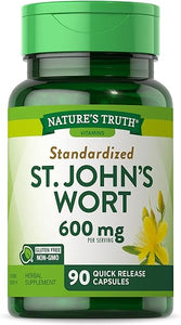 St Johns Wort Capsules | 600mg | 90 Count | Non-GMO & Gluten Free Supplement | by Nature's Truth in Pakistan