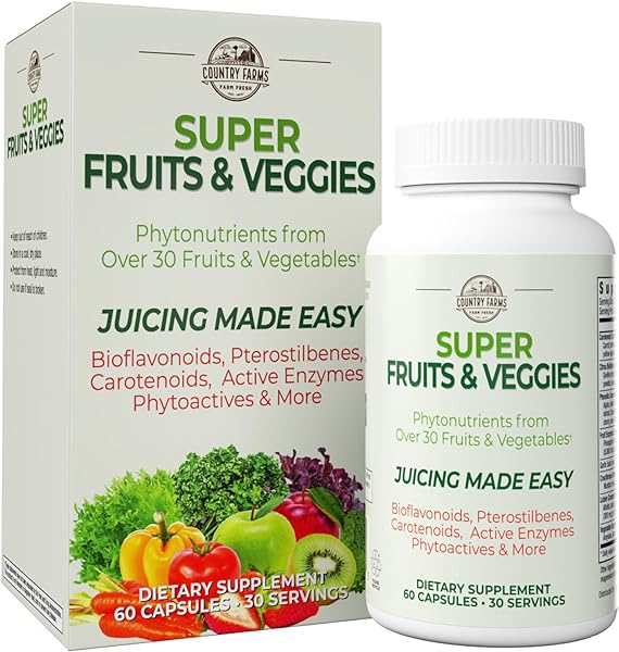 Super Fruits and Veggies Capsules, Whole Food Supplement, Powerful Antioxidant, Supports Energy, Immune Health, Boosts Digestive Health, 30 Super Foods, 30 Servings in Pakistan in Pakistan