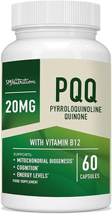 PQQ Supplement 20mg | Mitochondrial Biogenesis & Energy Optimizer With CoQ10 & Vitamin B12 | Supports Brain Health & Mitochondria Production | Ultra PQQ Formula | Vegan, Gluten-Free | 60 Capsules in Pakistan