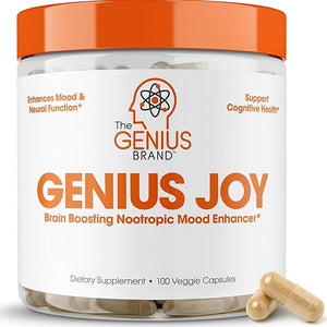 Genius Joy, Nootropic Mood Enhancer Supplement - Support Cognitive Health, Enhance Mood & Neural Function with Brain Boosting L-Theanine, Panax Ginseng & SAM-e - Organic, Non-GMO, & Gluten-Free in Pakistan