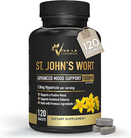 St. John’s Wort Supplement 1000mg per Serving - Advanced Mood and Brain Support for Natural Calm with Concentrated 0.3% Hypericin (Hypericum Perforatum), Non-GMO (120 Tablets) in Pakistan