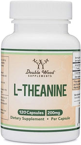 L-Theanine Supplement 200mg, 120 Capsules for Relaxation and Sleep Support (Soy Free, Gluten Free, Non-GMO, Third Party Tested) Synergy with Magnesium L-Threonate and Apigenin by Double Wood in Pakistan