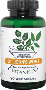 Vitanica St. John's Wort Capsules - Non-GMO Potent 0.3% (900mcg) Hypericin, Saint Johns Wort for Mood, Emotional & PMS Support, Vegan Supplement, 90 Count (St. John's Wort Pro Logo) in Pakistan