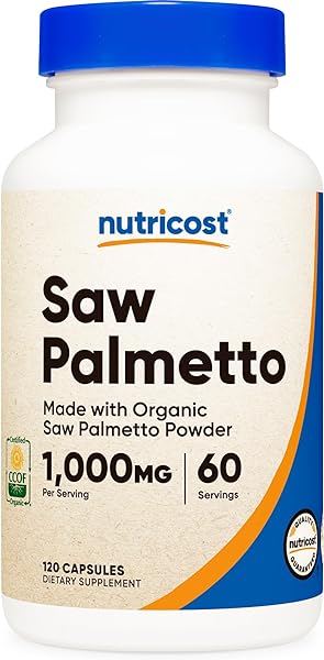 Nutricost Saw Palmetto 1000mg, 120 Capsules - CCOF Certified Made with Organic Saw Palmetto, Vegetarian Friendly, 60 Servings, 500mg Per Capsule, Gluten Free in Pakistan