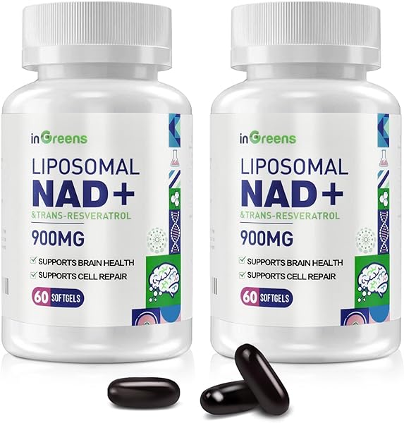 900 mg Liposomal NAD+ Supplement with Trans Resveratrol 300 mg, Superior Absorption, True NAD Plus Supplement for DNA Repair and Boost NAD+, Aging Defense, Energy, Longevity, 60 Softgels in Pakistan