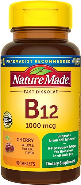 Nature Made Vitamin B12 1000 mcg, Easy to Take Sublingual B12 for Energy Metabolism Support, 50 Sugar Free Fast Dissolve Tablets, 50 Day Supply in Pakistan