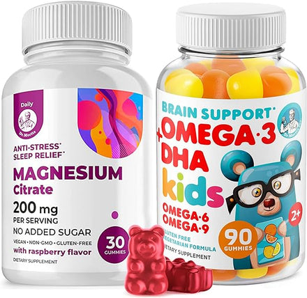 Omega3 Gummies for Kids with Omega 6&9 and Magnesium Gummies - DHA Children Brain Supplement for Heart and Vision Support – No Fish Oil and Gluten Free Immune Health with Sugar-Free Magnesium in Pakistan