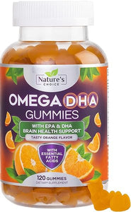 Omega 3 Fish Oil Gummies, Extra Strength Omega 3s with DHA & EPA, Heart Healthy, Joint & Brain Support, Nature's Omega 3 Fish Oil Supplement Gummy Vitamin for Men & Women, Orange Flavor - 120 Gummies in Pakistan