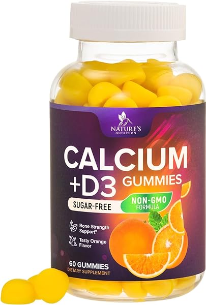 Sugar Free Calcium Gummy Bites Plus 400 IU Vitamin D3, Bone Health & Immune Support, Supports Bone Strength - Chewable Calcium Nutrition Supplement, Non-GMO, Berry Flavor Chews - 60 Gummies in Pakistan in Pakistan