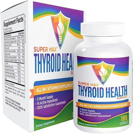 3-Month Thyroid Support Supplement (All-in-1 Formula) with 14 Active Ingredients - Thyroid Supplements - Thyroid Health Complex - Thyroid Support for Women & Men - 180 Capsules in Pakistan