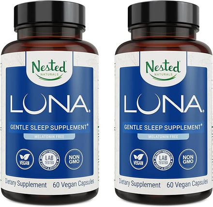 Nested Naturals Luna Melatonin-Free Pack of Two, Bedtime Supplement for Adults, Herbal Nighttime Sleeping Capsule, Valerian Root with Chamomile, Lemon Balm, Non-GMO, Gluten-Free in Pakistan