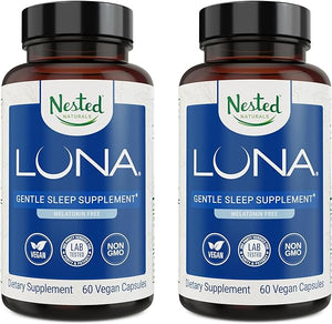 Nested Naturals Luna Melatonin-Free Pack of Two, Bedtime Supplement for Adults, Herbal Nighttime Sleeping Capsule, Valerian Root with Chamomile, Lemon Balm, Non-GMO, Gluten-Free in Pakistan