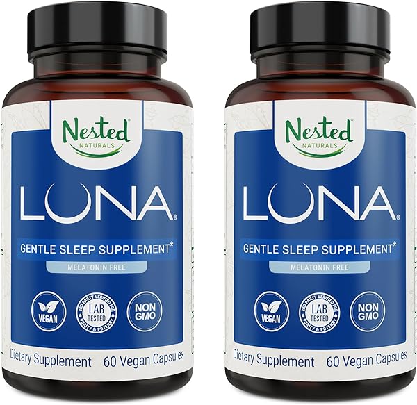 Nested Naturals Luna Melatonin-Free Pack of Two, Bedtime Supplement for Adults, Herbal Nighttime Sleeping Capsule, Valerian Root with Chamomile, Lemon Balm, Non-GMO, Gluten-Free in Pakistan in Pakistan