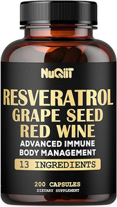 Extract 30:1 Trans Resveratrol Supplement 1000mg with Red Wine Extract, Immune & Body Management Complex - Echinacea, Garlic Bulb, Berberine HCI, Milk Thistle & More - 200 Capsules for 100 Servings in Pakistan