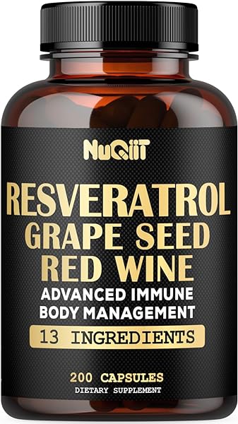 Extract 30:1 Trans Resveratrol Supplement 1000mg with Red Wine Extract, Immune & Body Management Complex - Echinacea, Garlic Bulb, Berberine HCI, Milk Thistle & More - 200 Capsules for 100 Servings in Pakistan in Pakistan