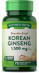 Nature's Truth Korean Ginseng Capsules | 75 Count | Standardized Extract from Ginseng Root | Non-GMO, Gluten Free Supplement in Pakistan