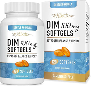 DIM Supplement 100 mg | Estrogen Balance for Women & Men | Diindolylmethane for Hormone Balance, Hormonal Acne, Menopause & Antioxidant Support | with MCT Oil & Vitamin E | Gentle Softgels | 120 Ct. in Pakistan