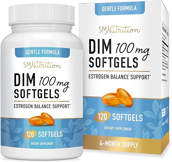 DIM Supplement 100 mg | Estrogen Balance for Women & Men | Diindolylmethane for Hormone Balance, Hormonal Acne, Menopause & Antioxidant Support | with MCT Oil & Vitamin E | Gentle Softgels | 120 Ct. in Pakistan