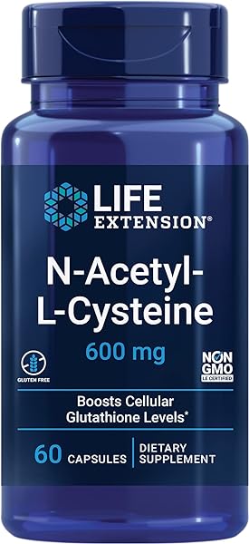 Life Extension N-Acetyl-L-Cysteine (NAC), immune, respiratory, liver health, NAC 600 mg, potent antioxidant support, free-radicals, easy to absorb, 60 capsules in Pakistan