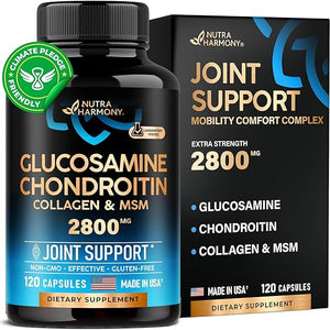 Glucosamine | Chondroitin | MSM | Collagen - 2800 mg Joint Support Supplement - Made in USA - FSA HSA Eligible - Cartilage Health, Mobility & Strength - Flexibility Nutritional Vitamins, 120 Capsules in Pakistan