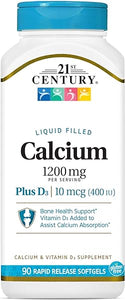 21st Century Calcium Plus D3 Liquid Filled Softgel, 1200 mg, 90 Count in Pakistan