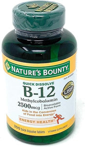 Nature's Bounty Quick Dissolve Fast Acting Vitamin B-12 2500 mcg, Natural Cherry Flavor (300 tablets) in Pakistan