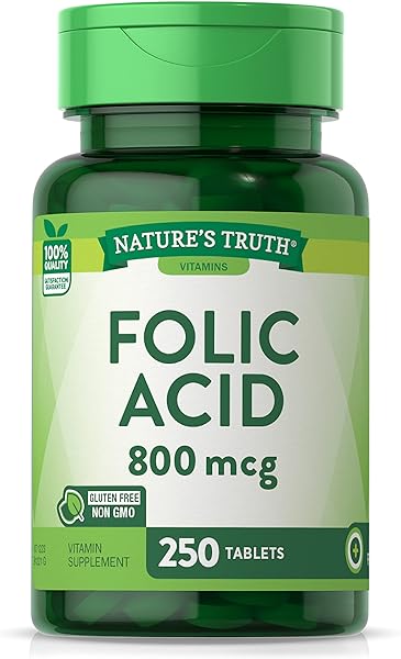 Folic Acid | 800 mcg | 250 Tablets | Vegetarian, Non-GMO & Gluten Free Supplement | by Nature's Truth in Pakistan in Pakistan