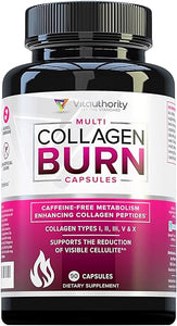Multi Collagen Burn: Multi-Type Hydrolyzed Protein Peptides with Hyaluronic Acid, Vitamin C, SOD B Dimpless, Types I, II, III, V and X Collagen, Caffeine-Free (Unflavored Capsules) in Pakistan
