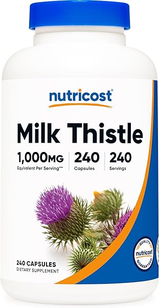 Nutricost Milk Thistle 250mg (1000mg Equivalent), 240 Vegetarian Capsules - 4:1 Extract - Non-GMO and Gluten Free in Pakistan in Pakistan