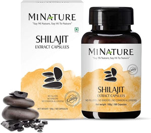 mi nature Shilajit Capsules - Non GMO Extract 180 Veg Caps | Promotes Vibrant Energy & Vitality| 1000 mg | 100% Only Shilajit Extract Capsules | Fulvic Acid in Pakistan