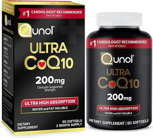 Qunol CoQ10 200mg Softgels, Ultra CoQ10 - Ultra High Absorption Coenzyme Q10 Supplements - Antioxidant Supplement for Vascular and Heart Health & Energy Production - 2 Month Supply - 60 Count in Pakistan