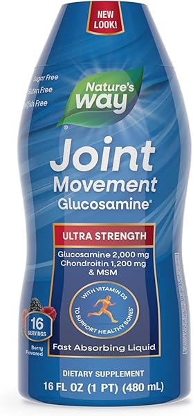 Nature's Way Joint Movement Glucosamine Fast Absorbing Liquid, Ultra Strength, Supports Healthy Bones*, Chondroitin, and MSM with Vitamin D3, Berry Flavored, 16 Fl Oz (Packaging May Vary) in Pakistan