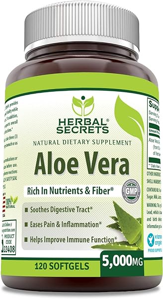 Herbal Secrets Aloe Vera Natural Dietary Supplements, 120 Softgels, 5000 Mg in Pakistan in Pakistan